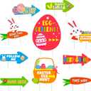 WorldBazaar 10 Pcs Easter Yard Signs Egg Hunt Arrow Easter Decorations Outdoor Lawn Yard Stake Sign Egg Bunny Basket Lawn Decor for Game Party Pathway Walkway