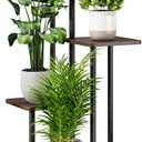 AZERPIAN Plant Stand 5 Tier Indoor Metal Flower Shelf for Multiple Plants Corner Tall Flower Holders for Patio Garden Living Room Balcony Bedroom, Black Oak (5 Tier-Black Oak)