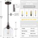 3 Pack 1 Light Hanging Rod Indoor Kitchen Island Pendant Ceiling Light 6.1" Clear Glass Shade Fixture,Oil Rubbed Bronze Finish Modern Farmhouse Dinning Over Sink