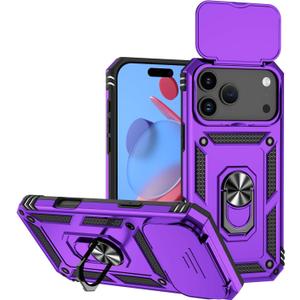 Hitaoyou Compatible with iPhone 17 Pro Max Case 6.9", iPhone 17 Pro Max Magnetic Case with Camera Cover & Kickstand Military Grade Shockproof Cover Dark Purple