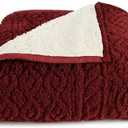 Cuddl Duds Sherpa Fleece Plush Throw (Red Carve) 50"x60" It's Perfect for Curling up on The Couch or an Extra Layer of Warmth for The Bed