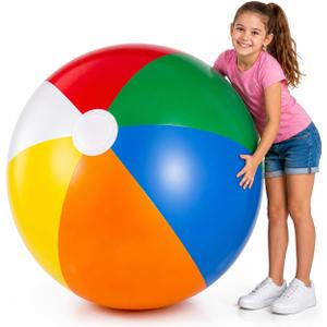 24-inch Giant Beach Ball - (pack Of 3) Big Inflatable Beach Balls For Pool Toys, Blow Up large inflatable ball Toys For Kids Pool Parties, Themed Birthdays, Beach Events, Summer Party Decorations
