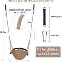 Hi-Na Tree Swing for Kids, Adjustable Toddler Rope Swing Seat with Snap Hooks and Straps, 440 lbs Capacity, Swingset Accessories for Indoor Porch Doorway Outdoor Playground Backyard (Khaki)