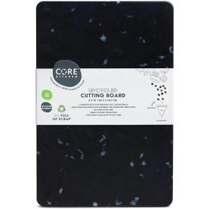 Recycled Plastic Cutting Board Sm with Non-Slip Footing - White Confetti on Black, 8 x 12 Inch