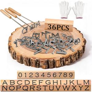 36Pcs Mini 1/2" Branding Irons, Alphabet Alphanumeric Mini Custom Iron Personalized Set, English Letters and Numbers Iron for BBQ, Steak, Bread & Personalized Gifts and More