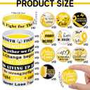 Remuuly 200 Pcs Childhood Cancer Awareness Gold Ribbon Accessories Bulk Include 100 Silicone Bracelet 100 Inspirational Pin for Charity Public Party Activities