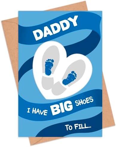 Pack of 3 Honeyplum First Fathers Day Card - Heartfelt Design From Wife, Girlfriend, Kids, Son, or Daughter - 4 x 6 Inches