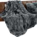 Double Electric Blanket, Made of Fluffy and Soft Artificial Fur, for Home and Office Bed (62 "X84)(2-Blue Tie Dye)
