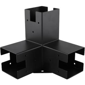Angle Bracket, Wood Beams Pergola Post Base Kit 3-Way Bracket Sunshade Holes Enhanced Stability Rust-Proof Steel Aluminum Black
