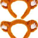 FRCOLOR 2Pcs Tiger Headbands Plush Animals Ears Face Wash Facial Hair Band Funny Ears Hair Hoop Cute Zoo Animals Party Costume for Birthday Party Cosplay Photo Prop