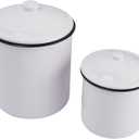 Creative Co-Op Set of 2 White Enameled Canisters with Lids
