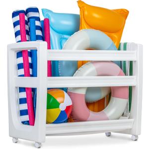 GoSports Coast Modern Pool Organizer for Floats and Toys - Large Waterproof Storage Rack for Outdoor Pool Area