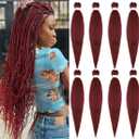 Pre Stretched Braiding Hair Extensions 26inch 8packs Professional Braids Hair Soft Yaki Straight Braid Hair Hot Water Setting Synthetic Crochet Hair (26inch,Burgundy)