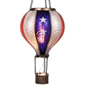 Hot Air Balloon Solar Lantern with Flickering Flame Hanging Solar Lights Outdoor Waterproof Lanterns for Garden Patio Yard Party Decoration  