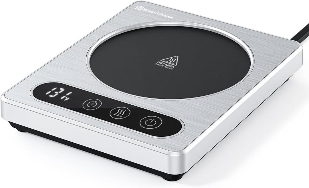 Maestri House ETL Listed Coffee Mug Warmer with 4 Temp Settings & 1-12 Hour Timer, Auto Shut Off for Desk, Smart Electric Beverage Warmer, Candle Melter for Home and Office (Silver)