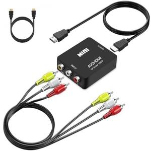 BD&M AV to HDMI Converter, RCA to HDMI, 1080P Mini RCA Composite CVBS Video Audio Converter Adapter Support PAL/NTSC for TV/PC/ PS3/ STB/Xbox VHS/VCR/Blue-Ray DVD Players