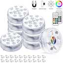 LOFTEK 8 Packs Submersible LED Lights with Remote RF, Magnet, Suction Cup, 13 LED Extra Large Pond Light, Deep Pool Underwater Waterproof Lights Remote Range 164FT, Battery Operated Decoration Lights