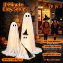 3 Pack Halloween Lighted Ghost Decorations Indoor Outdoor Light Up Ghosts Easy to Assemble Adjustable Height Spooky Halloween Party Decorations for Porch Yard Mantel Home Living Room
