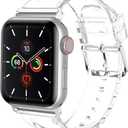 iiteeology Compatible with Apple Watch Band 46mm 45mm 44mm 42mm 41mm 40mm 38mm, Transparent Clear Soft Silicone iWatch Bands for Women Series 1-11
