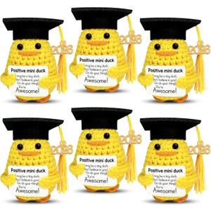 Graduation Gifts Set Class Of 20266 Pcs Positive Ducks With Grad CapFunny Gifts For High School College For Her Girls Him BoysHandmade Inspiring Emotional Support Positive Crochet Animals (Duck)