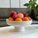 Ceramic Fruit Bowl,11" Decorative Bowl, Large Fruit Bowl for Kitchen Counter, Pedestal Bowl, Kitchen Counter Dcor, Bread Candy Snacks Organizer, White (5.3 lbs, 68oz)
