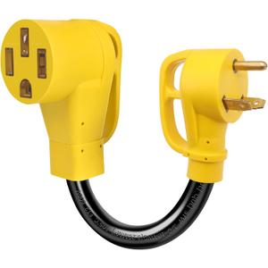 RV 30Amp to 50Amp Adapter NEMA TT-30P Male to NEMA N14-50R Female 10/3 Gauge Heavy Duty RV Electrical Adapter for Camper Motorhome Trailer Black-Yellow, ETL Listed