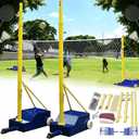 Volleyball Poles, Indoor Volleyball Net, New Upgrade Portable Volleyball Net Systems 5ft-6.9ft Adjustable with Poles - Heavy-Duty Outdoor/Indoor Badminton Set for Backyard, Beach, Lawn, Gym
