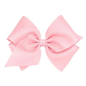 Wee Ones Girls' Classic Grosgrain Hair Bows with Plain Wrap Center, No-Slip Hair Clip, Handmade, Light Pink, Mini King