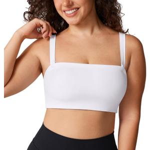 Hugcurve Women's Convertible Sports Bra Bandeau Strapless Tube Top Padded Wireless Yoga Workout, Size: Small (White)