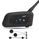 EJEAS V6 Pro Motorcycle Bluetooth Headset, Upgraded 2 Riders Intercom Helmet Communication System with Auto-Answering Call and Noise Reduction for Motorcycling Skiing and Climbing (1 Pack)