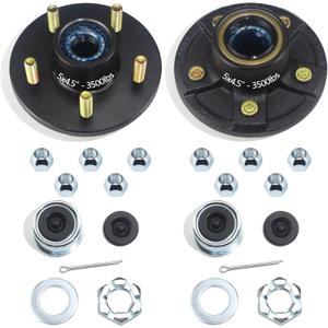 GREPSPUD 2 Sets Trailer Hub Kits 5 on 4.5'' for 3500 lbs 1-1/16'' to 1-3/8'' #84 Tapered Axle, Prelubricated L44649 L68149 Bearings 5x4.5 Trailer Replacement Idler Hub 5 Lug Bolt Trailer Wheel Hub Kit