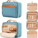 Travel Hanging Toiletry Bag for Women, Cruise Ship Essentials, with Jewelry Organizer, Extra Large Makeup Dopp Kit, Waterproof Cosmetic Bags, Toiletries Kit Set with Trolley Belt, Sky Blue