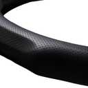 Quick Install Sporty Black Perforated Nappa Leather Steering Wheel Cover for All 14 to 15 inches Car Sedan Coupe SUV Pickup 14.5 to 15
