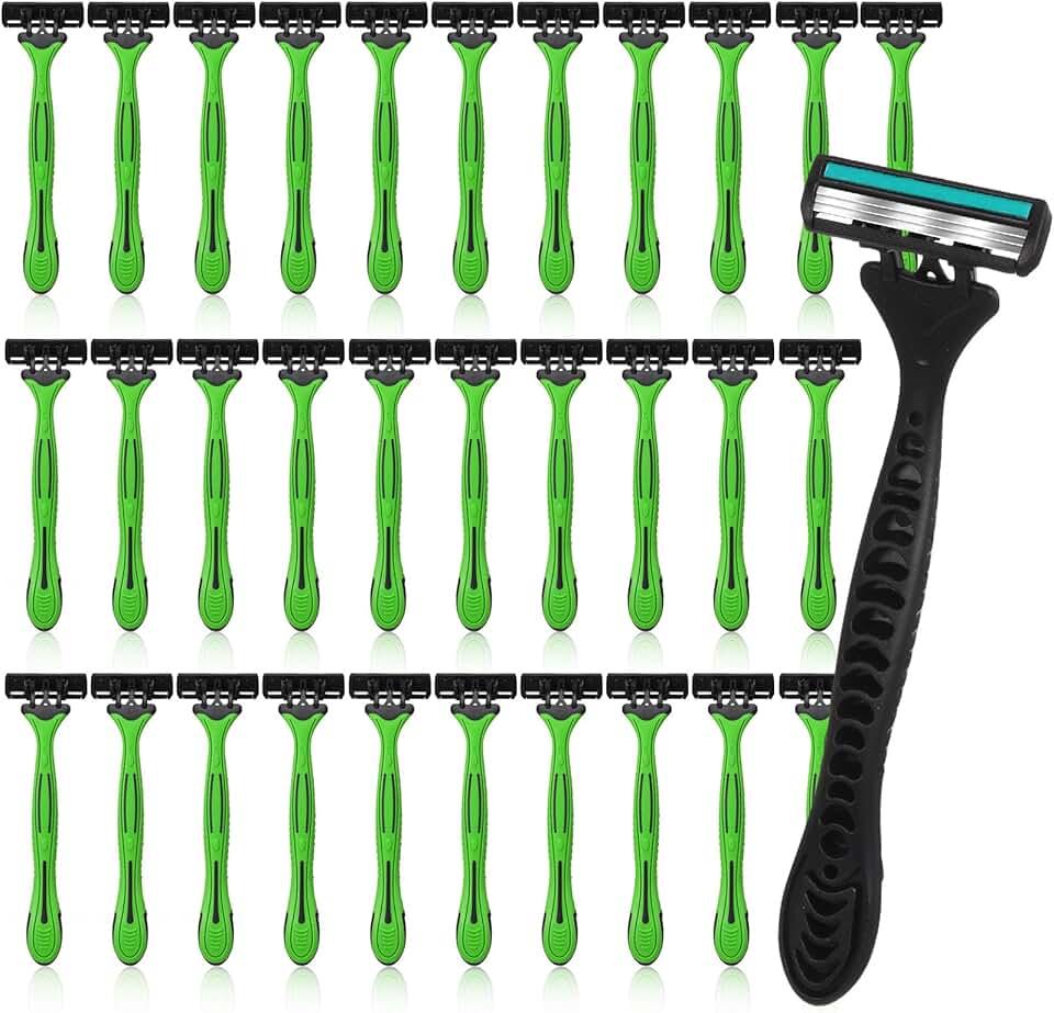18 Pcs Men's Disposable Razors Bulk 3 Blade Shaving Razors for Sensitive Skin Comfortable Head Shave Valentine Gifts