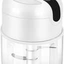 EASYSPEED Electric Garlic Chopper 1Cup, Mini USB Charging Wireless Food Processor with 304 Stainless Steel, 3 Sharp Blades, Portable Kitchen Meat Grinder for Onion, Garlic, Ginger, Chili (White)