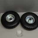 AR-PRO (2-Pack) 10-Inch Solid Rubber Tire Wheels - Replacement 4.10/3.50-4" Flat Free Tire with 5/8" Bearings, 2.2" Offset Hub - Compatible with Hand Truck, Wheelbarrow, Dolly, Gorilla Carts (Silver)