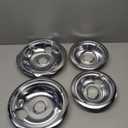 4-Piece Drip Pans Set - Compatible with GE Stoves - Chrome Finish Electric Stove Burner Drip Pans - 2 x 6inch, 2 x 8inch Stove Drip Pans - GE Stove Drip