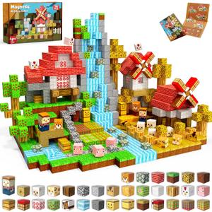 150 PCS Magnetic Blocks - Farm Animals Magnetic Building Blocks Cubes & Magnet Toys, Stacking Magnets, STEM Toys for School Acitivities, Ideal Christmas Birthday Gifts for Boys Age 3+ Years Old