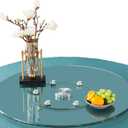 24in Glass Lazy Susan Turntable for Dining Table Top, Serving Plate Rotating Tray Spices Storage Holder Organizer Centerpiece for Family Gatherings Weddings Banquets (23.62in)