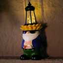 LEGIFO Garden Gnome Statue with Solar Lantern Lights Guardian Sculptures Outdoor Decorations Patio Lawn Yard Garden Decor Large Figurine Gifts for Women Mom