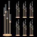 6 Set 5 Arms Golden Candle Holder with Acrylic Lampshade, 41.3'' Tall Candlesticks Holder for Christmas Wedding Housewarming Gift,Metal Candle Holders Candlestick Centerpiece,Fit 0.87'' LED Candle