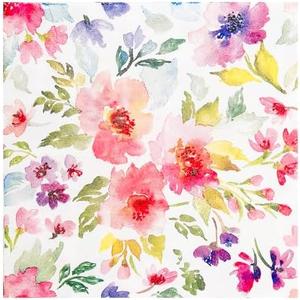 100Pcs Floral Luncheon Napkins Spring Summer Flowers Paper Hand Napkins 6.5 Inch Watercolor Purple and Pink Bouquet Meadow Party Napkins for Wedding Baby Bridal Shower Birthday Party