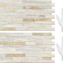 STICKGOO 20 Sheets Peel and Stick Backsplash Tile, Stick on Backsplash for Kitchen and Bathroom, Sunny Beige Look PVC Mixed Metal Gold Self Adhesive Wall Tiles