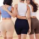 Shorts for Under Dresses Women High Waisted Anti Chafing Seamless Dress Shorts for Women 3 Pack (Large, 1 Black/2 Beige)