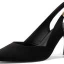 Rilista Women's Slingback Kitten Heels Closed Pointed Toe Backless Wedding Party Dress Pumps Shoes (Black) Size: 9.5