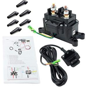 12V 250A Winch Solenoid Relay Contactor & Winch Rocker Thumb Switch Combo with Handlebar Control Kit Compatible with ATV UTV 3000lbs-5000lbs Polaris 800 1000