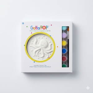 Gotta Pop Paint-Your-Own Octopus 3D Tile Includes 1 Ceramic Tile, 6 Paint Tubes 3 ml each and 1 Paint Brush