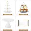 Willinglong 12 Pcs Dessert Table Display Stand Set Include 5 Cupcake Stand Holder Tier Tower 1 Cake Stand 6 Serving Tray Combo for Party Birthday Baby Shower Wedding(Round)