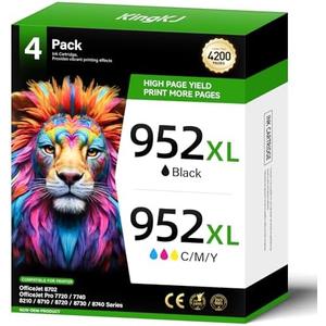 952XL Ink Cartridges Combo 4 Pack Replacement for HP 952 952XL Printers Ink Compatible HP Color Officejet Pro 7740 7720 8210 8216 8702 8710 8720 8740 8715 8725 8730 8700 7730 Black Cyan Magenta Yellow