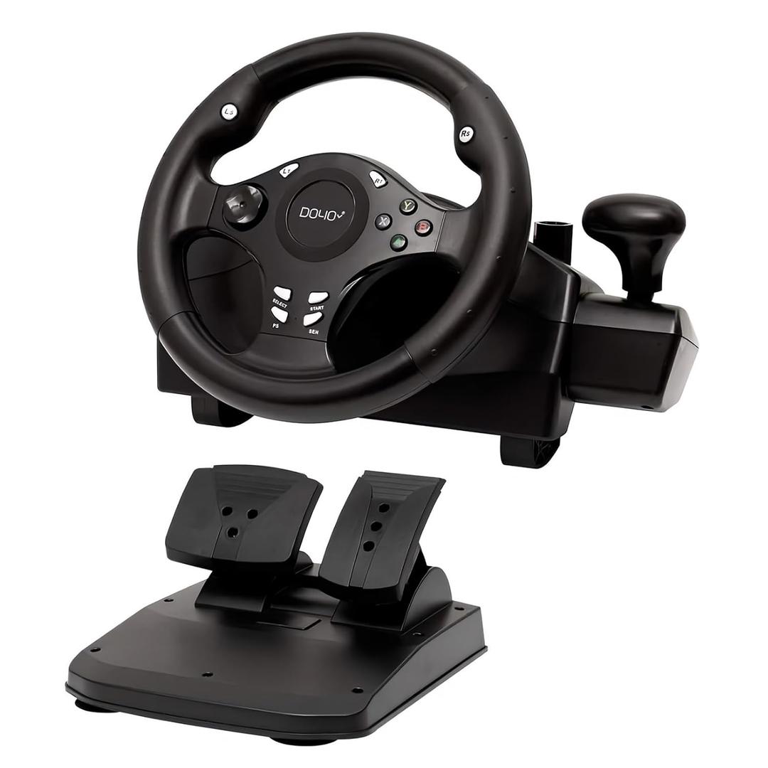 DOYO Steering Wheel with Pedals for PC/Xbox/PS4/Switch 270 Racing Wheel, Gaming Steering Wheel with Gear Shifter, Dual Vibration, Clamp Mount, Driving Simulator for Sim Racing